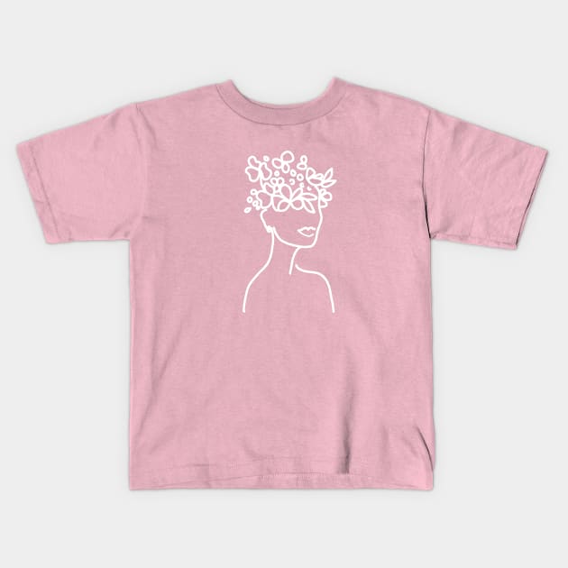 Flower Child Line Art Kids T-Shirt by Adria Adams Co.